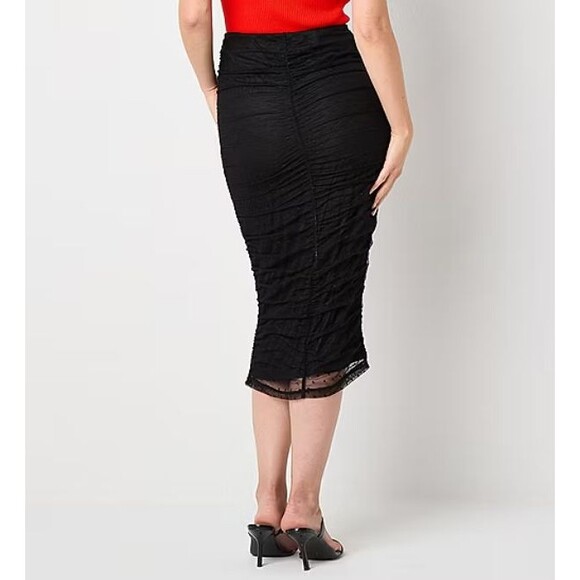 Bold Elements Womens Size Large Midi A-Line Skirt Black Polka-Dot Mesh NEW - Picture 2 of 11